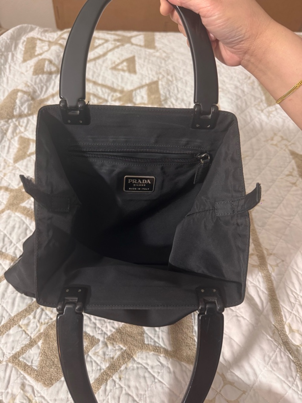 Prada Black Nylon Tote with Structured Handles - Picture 6 of 7
